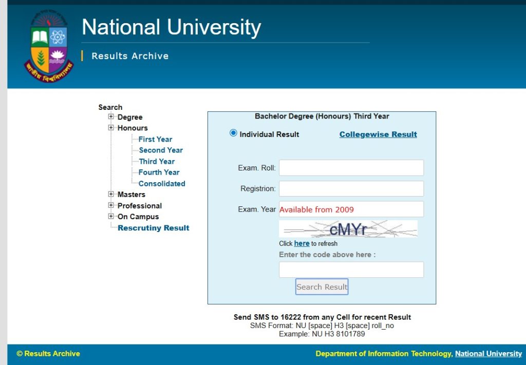 Honours 3rd Year Result 2025