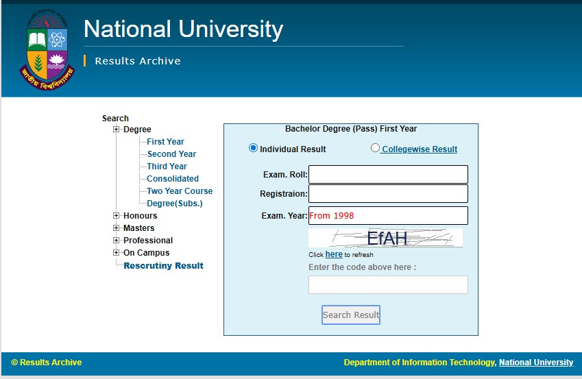 NU Degree 1st Year Result 2025