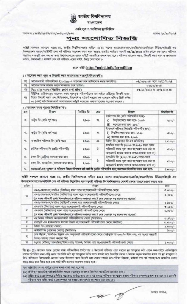 NU Masters Form Fill Up 2025